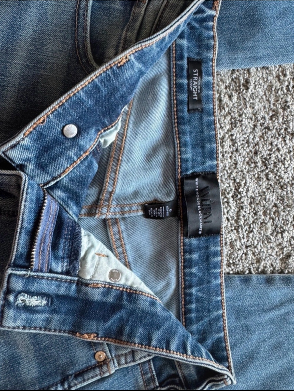 White House Black Market Women’s Straight-Leg Jeans in Blue Denim